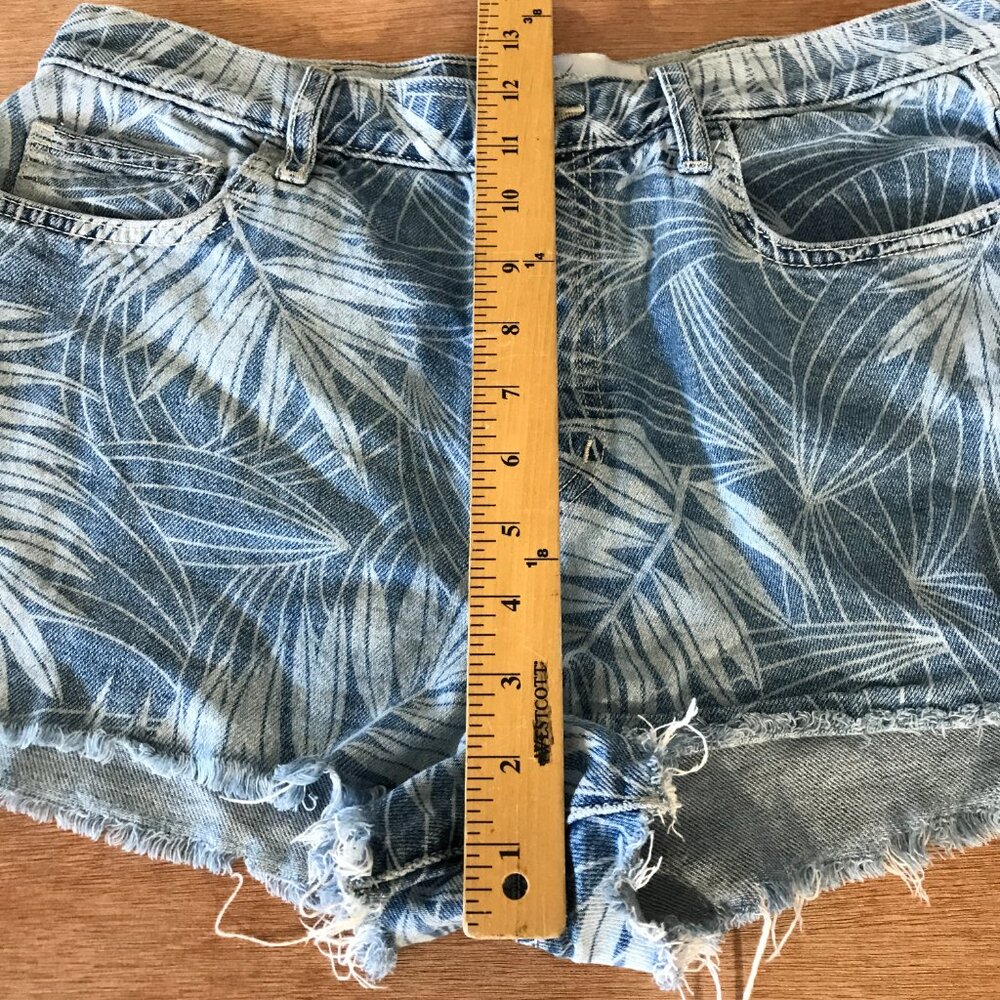 Current/Elliott Cut Off Shorts Women 30 Blue Floral High Rise Button Fly Boho - Picture 6 of 11